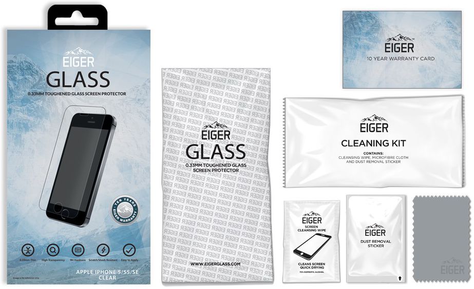 Eiger Apple iPhone 5/5s/SE Tempered Glass Case Friendly Protector Plat afbeelding 10