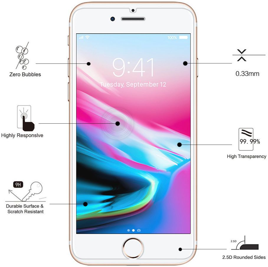 Eiger Tempered Glass Screen Protector Apple iPhone 8 Plus / 7 Plus afbeelding 4