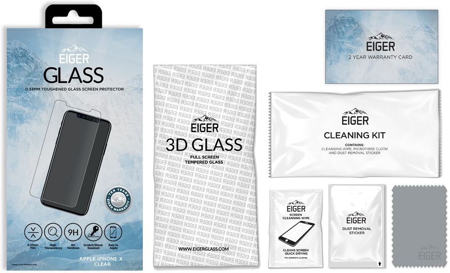 Eiger Tempered Glass Screen Protector Apple iPhone X / XS afbeelding 11