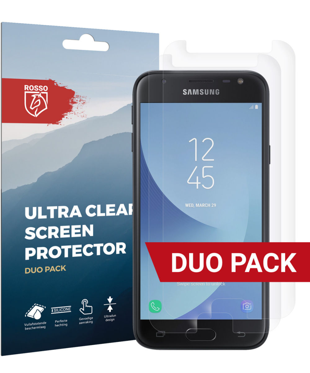 Rosso Samsung Galaxy J3 2017 Ultra Clear Screen Protector Duo Pack afbeelding 1