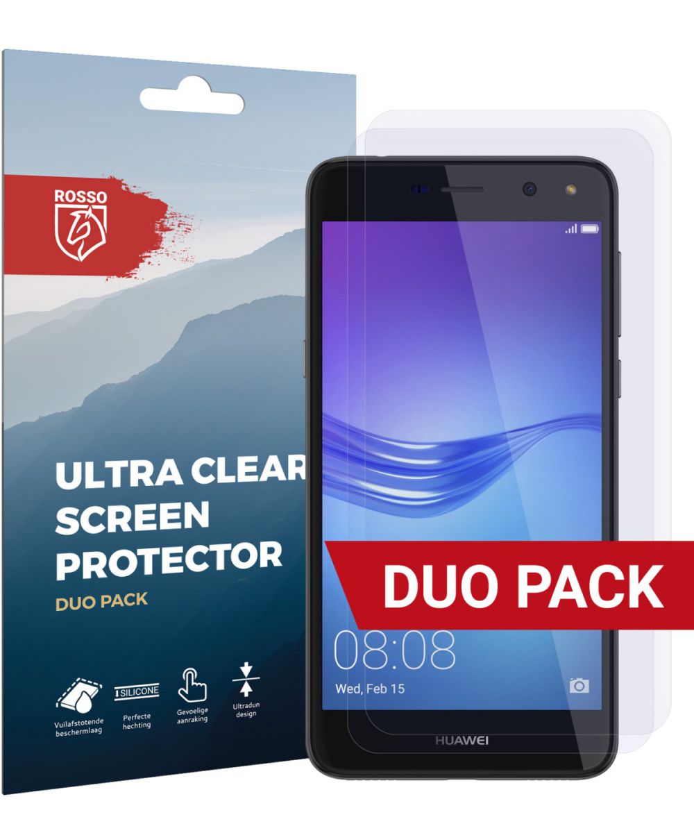 Rosso Huawei Y6 2017 Ultra Clear Screen Protector Duo Pack afbeelding 1
