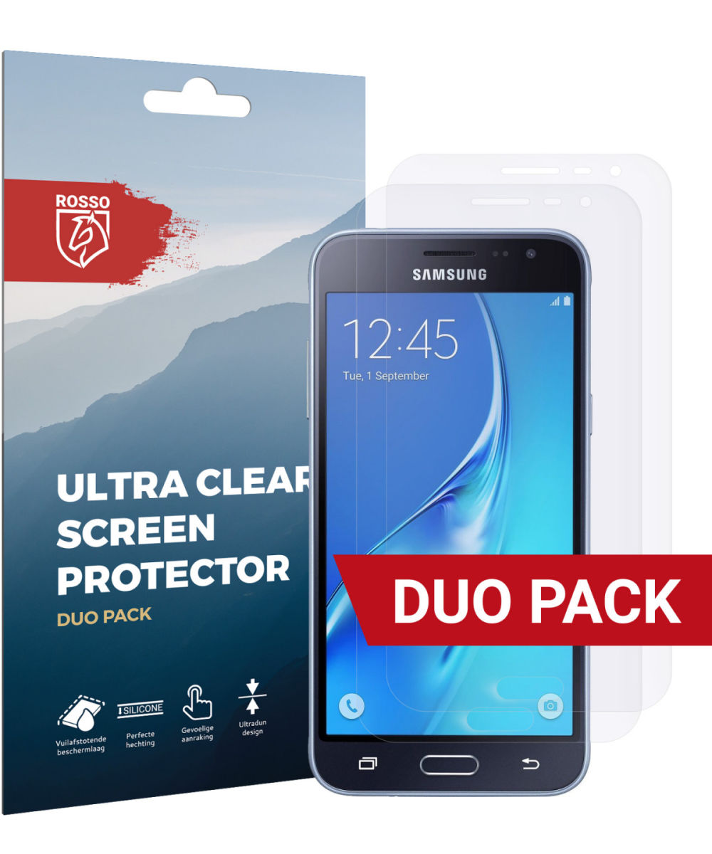 Rosso Samsung Galaxy J3 (2016) Ultra Clear Screen Protector Duo Pack afbeelding 1