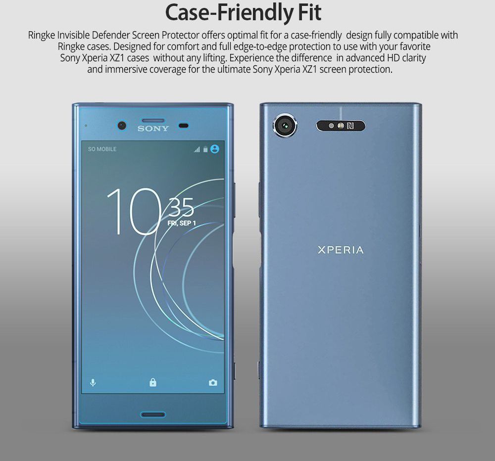 Ringke ID Full Cover Screen Protector Sony Xperia XZ1 [2-Pack] afbeelding 2