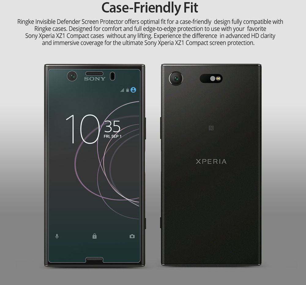Ringke ID Full Cover Screen Protector Sony Xperia XZ1 Compact [2-Pack] afbeelding 2