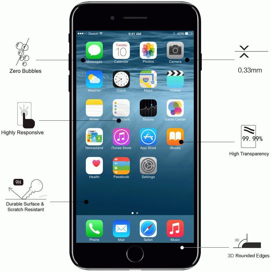 Eiger 3D Tempered Glass Screen Protector Apple iPhone 8/7 Plus afbeelding 3
