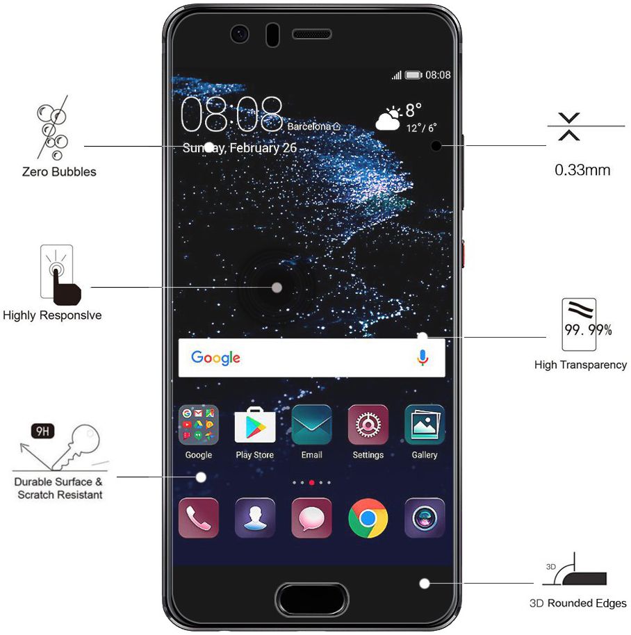Eiger 3D Tempered Glass Screen Protector Huawei P10 afbeelding 8