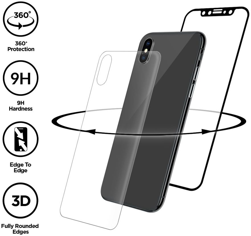 Eiger iPhone X/XS Tempered Glass Case Friendly Protector 360 Gebogen afbeelding 5