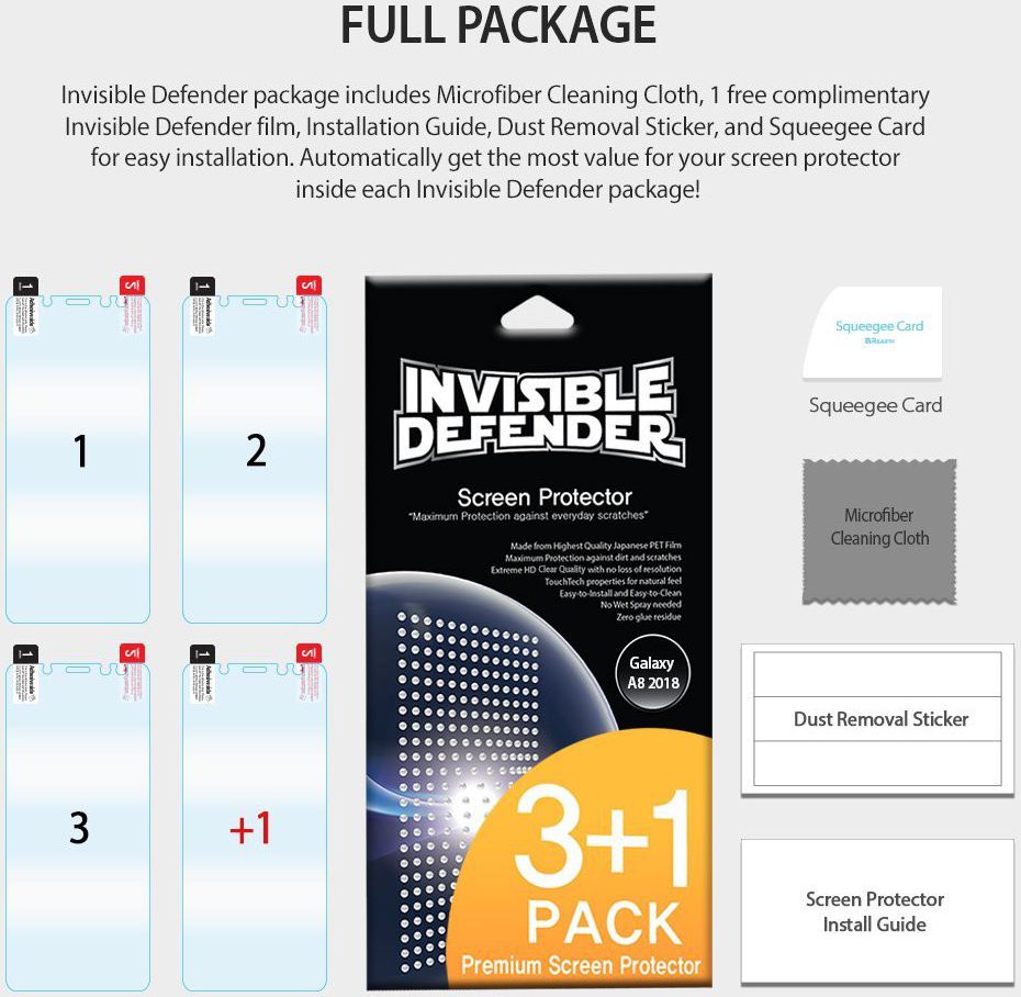 Ringke Invisible Defender Samsung Galaxy A8 2018 Screen Protector afbeelding 6