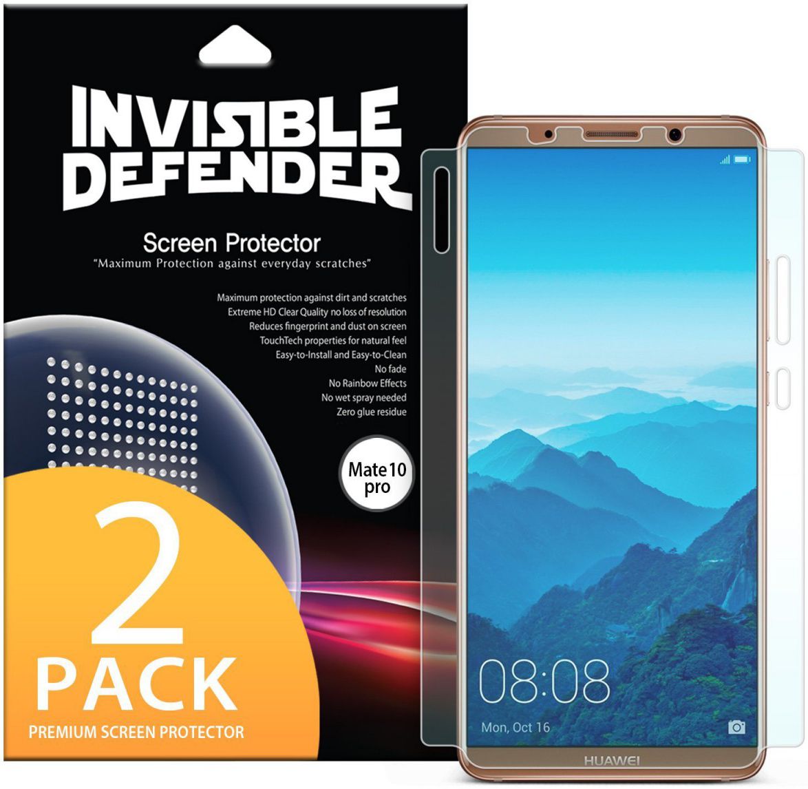Ringke ID Full Coverage Screen Protector Huawei Mate 10 Pro [2-Pack] afbeelding 2