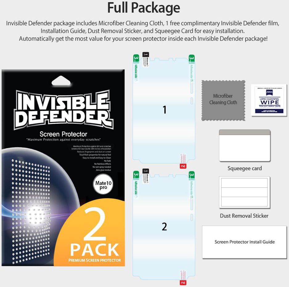 Ringke ID Full Coverage Screen Protector Huawei Mate 10 Pro [2-Pack] afbeelding 9