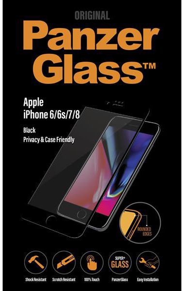 PanzerGlass Apple iPhone 8/7/6(s) Privacy Glass Screenprotector Zwart afbeelding 1