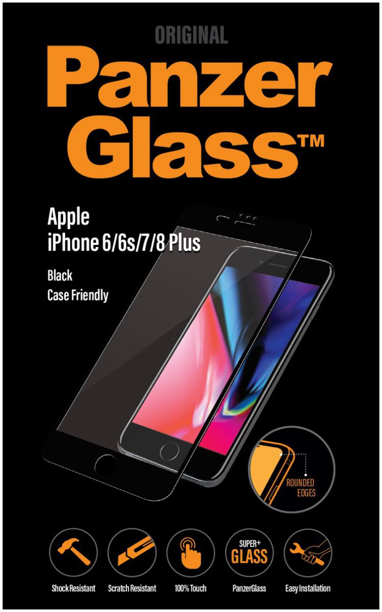 PanzerGlass iPhone 6/7/8 Plus Case Friendly Screenprotector Zwart afbeelding 1