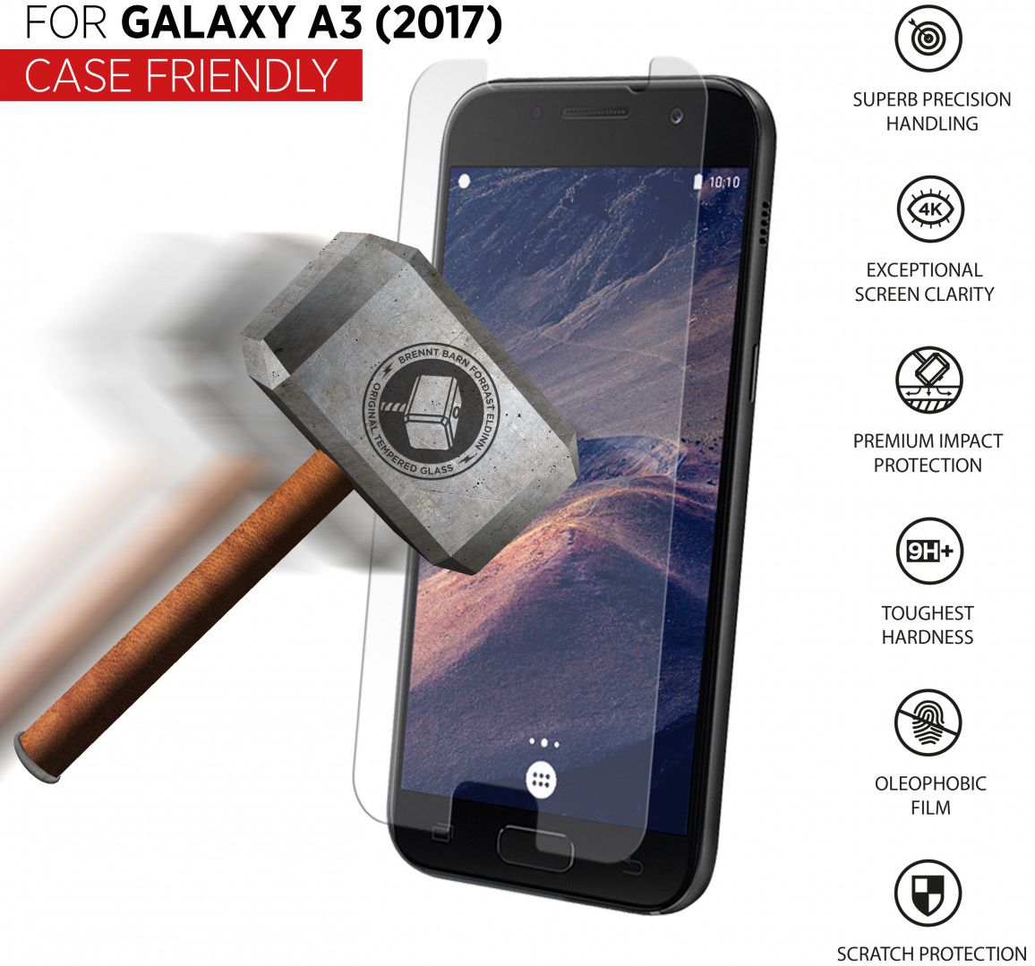 THOR Case Friendly Tempered Glass Samsung Galaxy A3 (2017) afbeelding 1