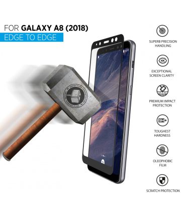 THOR Screen Glass Edge To Edge Samsung Galaxy A8 (2018) Zwart Screen Protectors