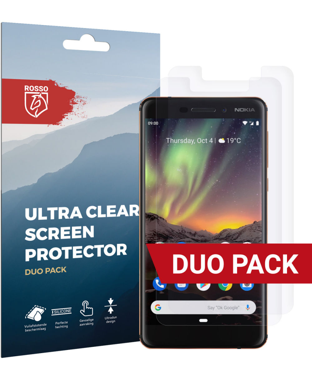 Rosso Nokia 6 (2018) Ultra Clear Screen Protector Duo Pack afbeelding 1