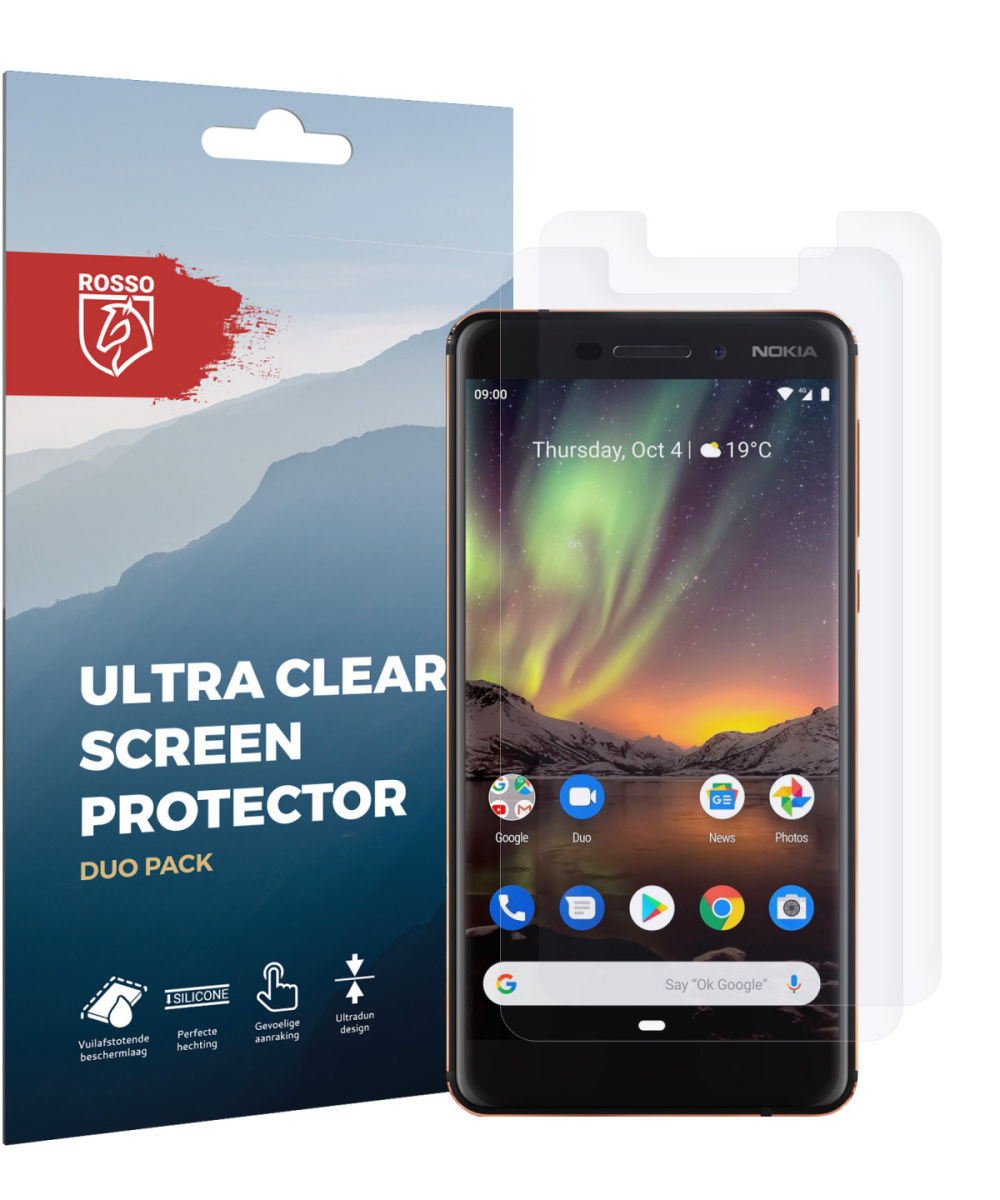 Rosso Nokia 6 (2018) Ultra Clear Screen Protector Duo Pack afbeelding 9