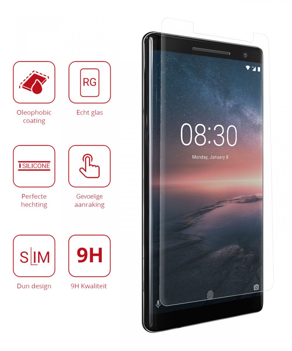 Rosso Nokia 8 Sirocco 9H Tempered Glass Screen Protector afbeelding 2
