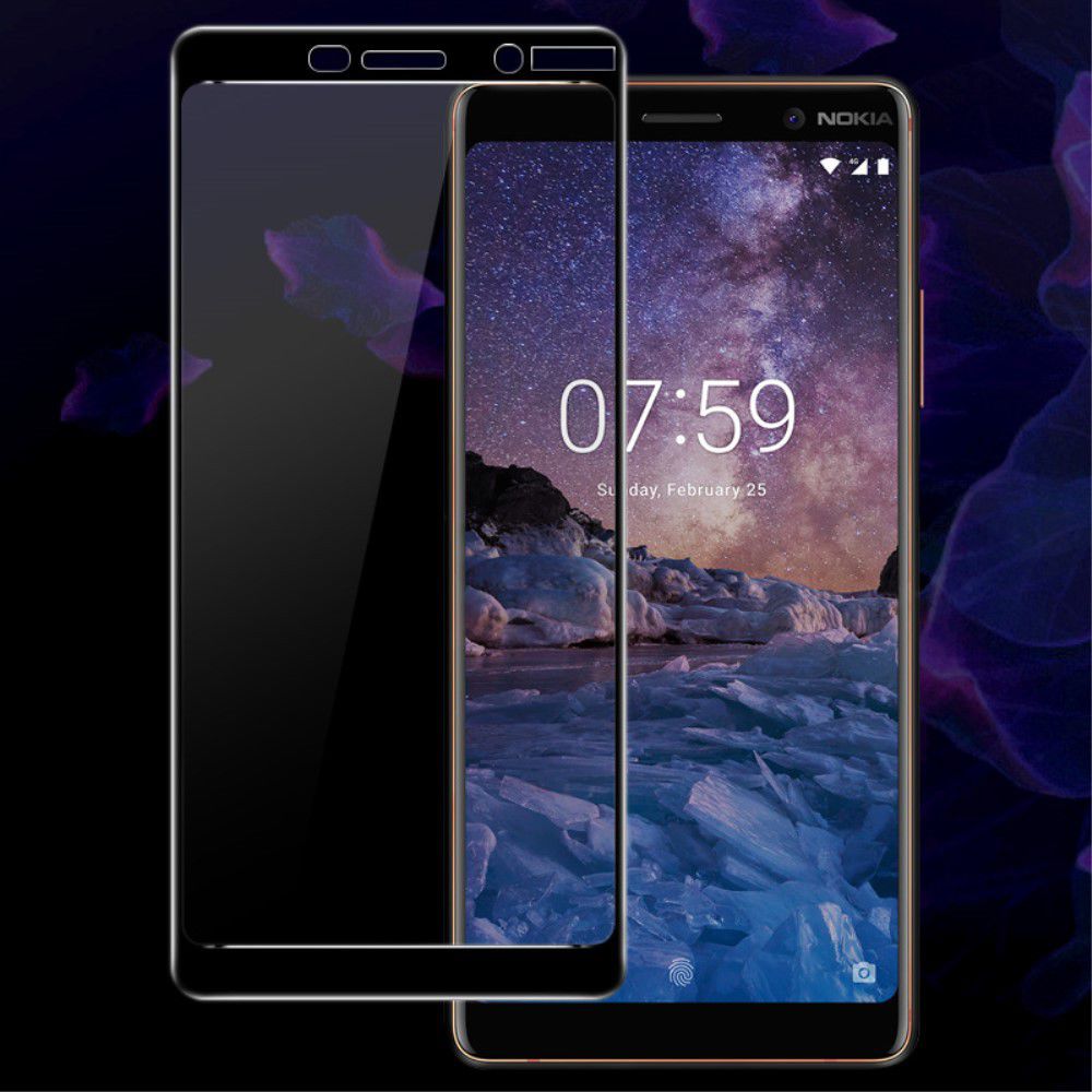 Nokia 7 Plus Volledig Dekkende Tempered Glass Screen Protector Zwart afbeelding 1