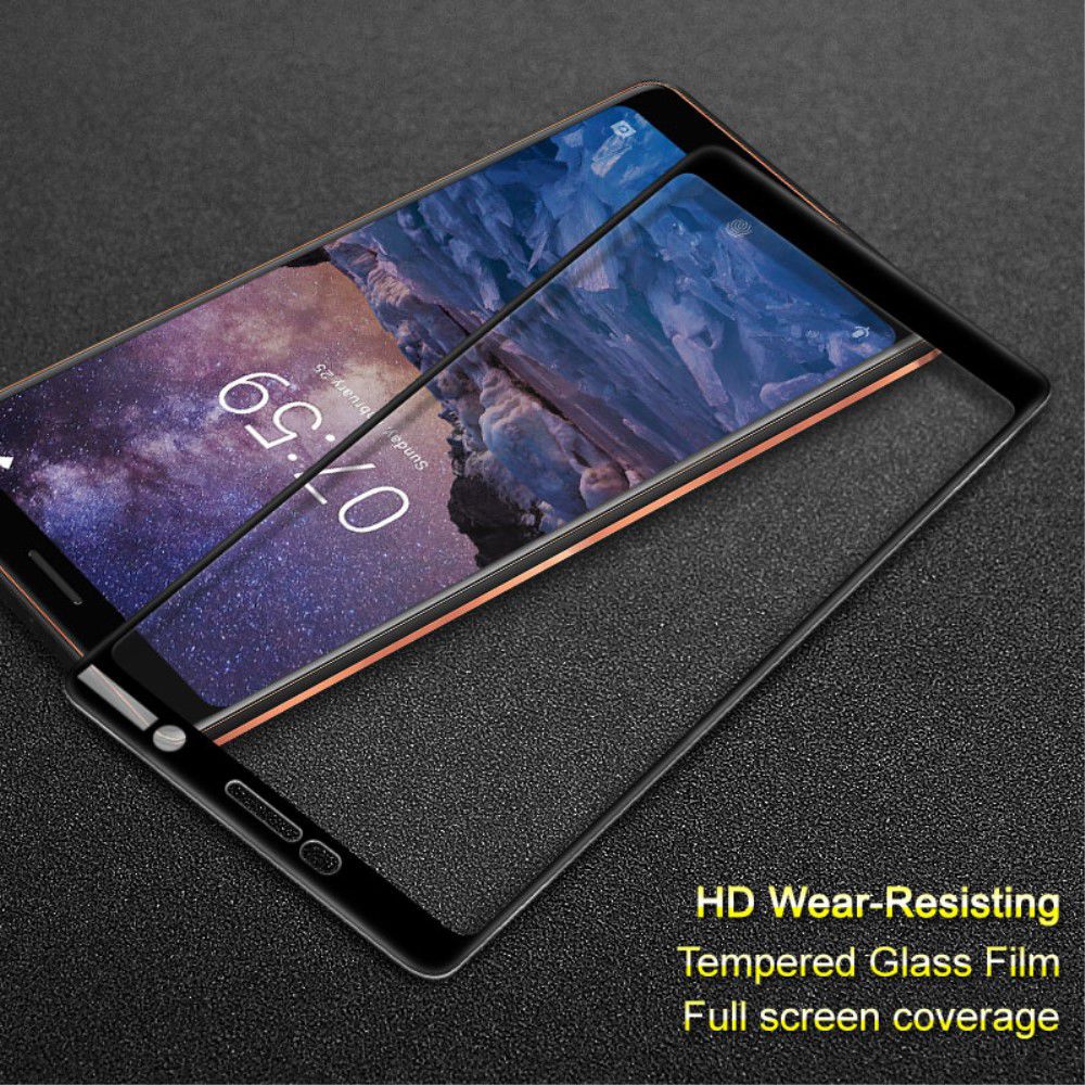Nokia 7 Plus Volledig Dekkende Tempered Glass Screen Protector Zwart afbeelding 2