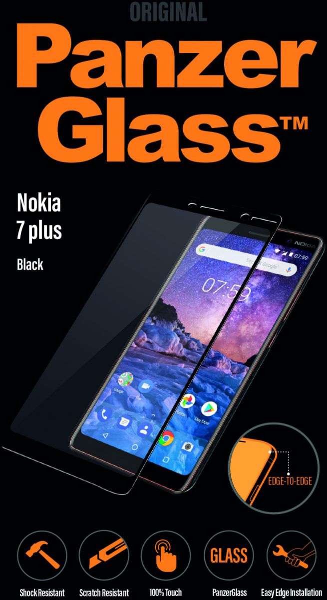PanzerGlass Nokia 7 Plus Edge To Edge Screenprotector Zwart afbeelding 1
