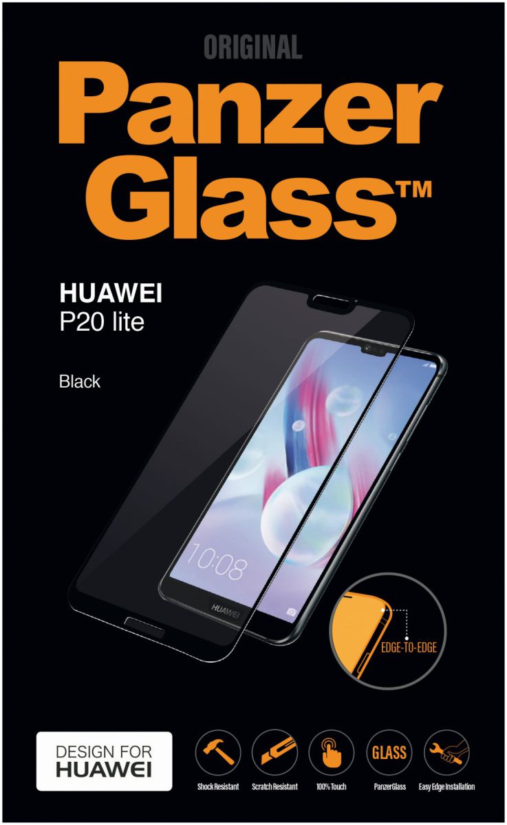 PanzerGlass Huawei P20 Lite Edge To Edge Screenprotector Zwart afbeelding 1