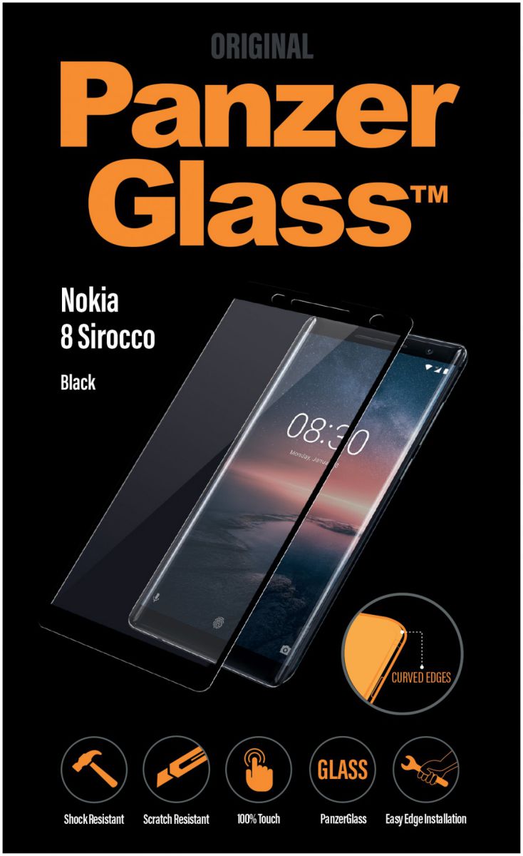 PanzerGlass Nokia 8 Sirocco Edge To Edge Screenprotector Zwart afbeelding 1
