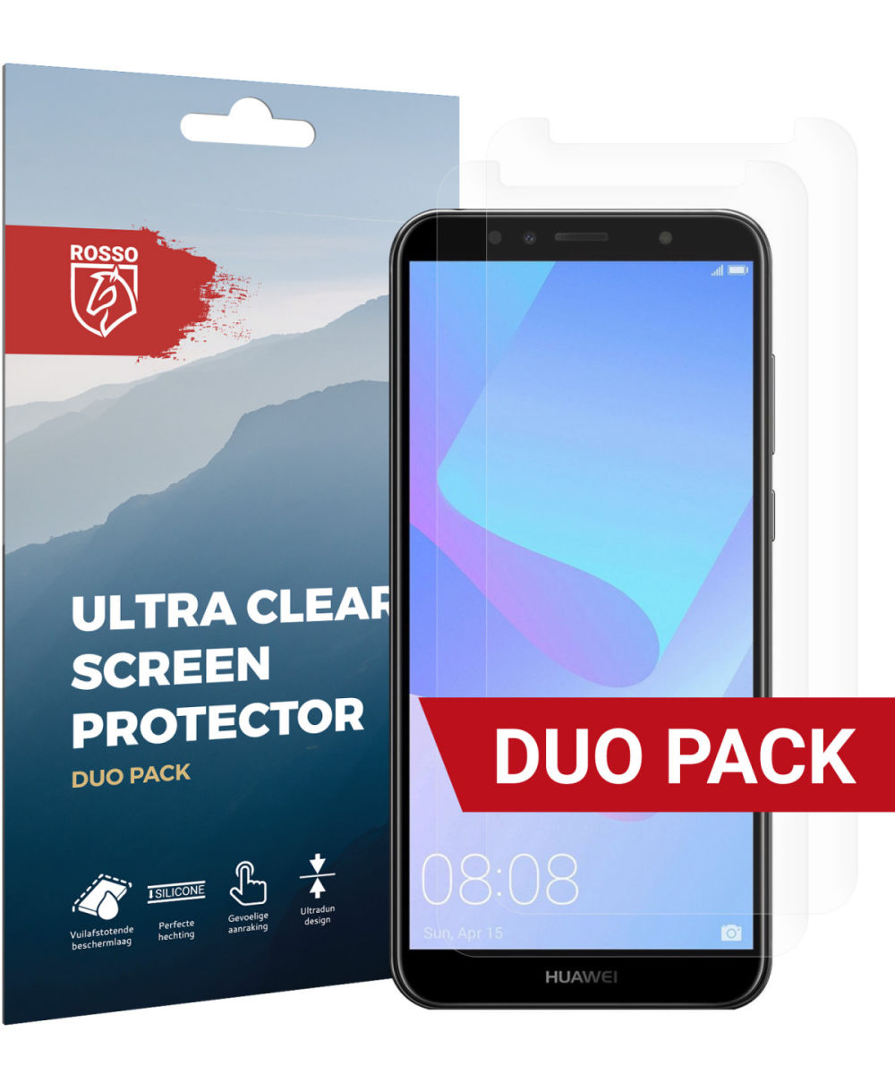 Rosso Huawei Y6 2018 Ultra Clear Screen Protector Duo Pack afbeelding 1