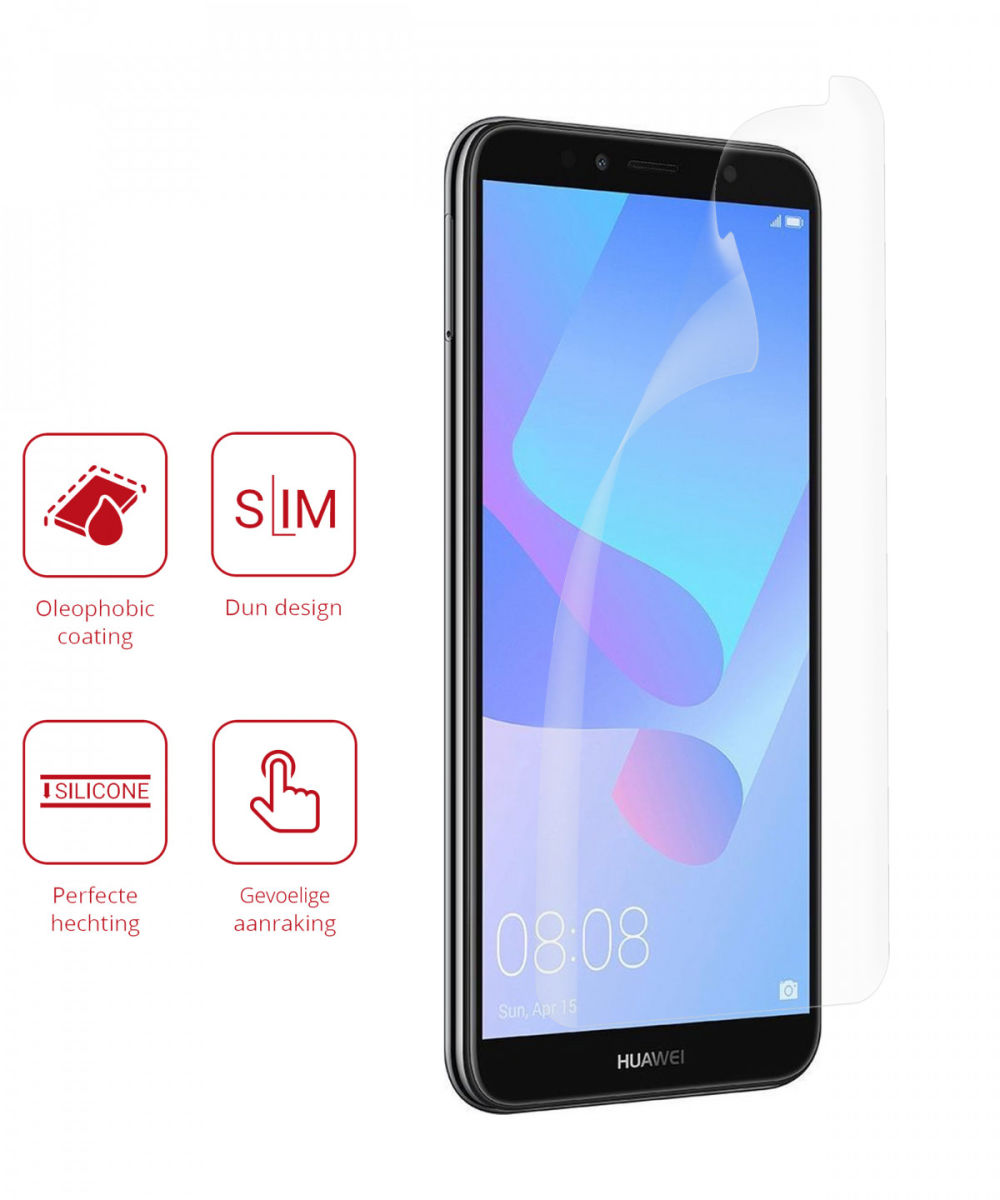 Rosso Huawei Y6 2018 Ultra Clear Screen Protector Duo Pack afbeelding 2