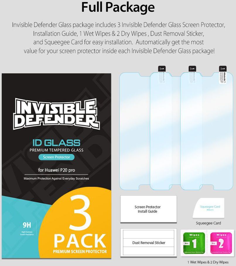 Ringke ID Glass 0.33mm Huawei P20 Pro [3-Pack] afbeelding 8