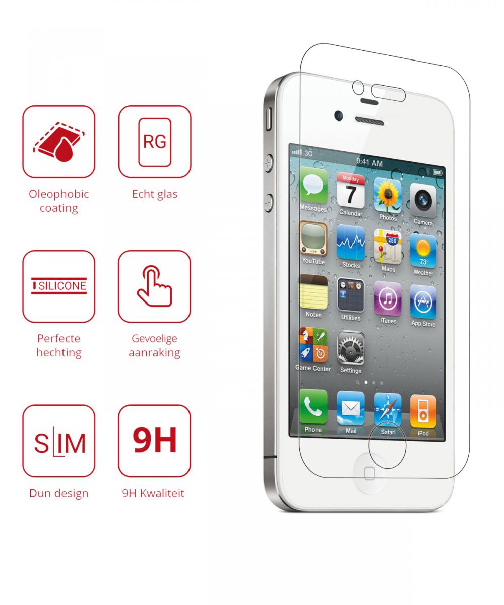 Rosso Apple iPhone 4S 9H Tempered Glass Screen Protector afbeelding 2