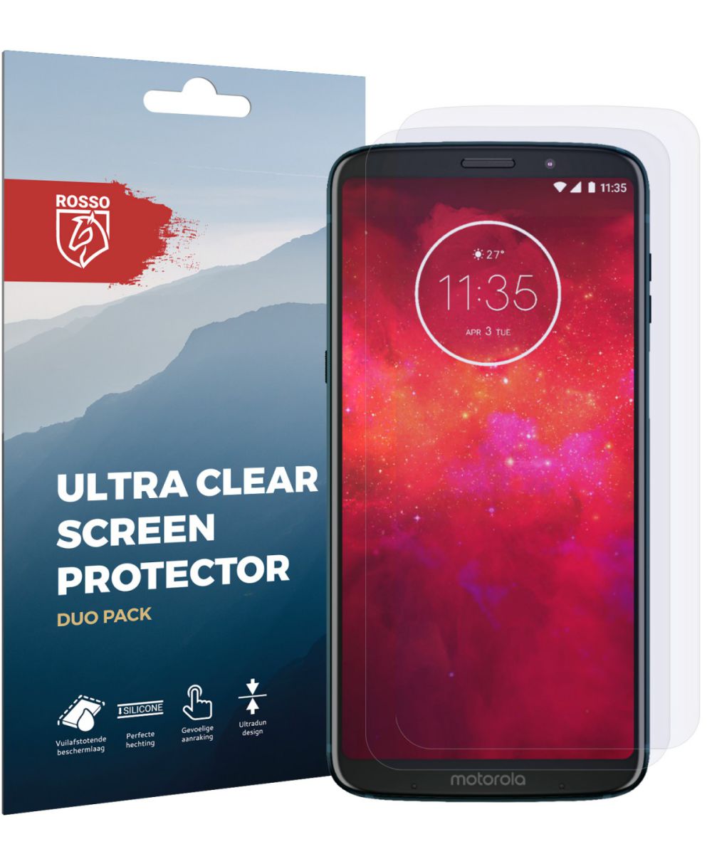 Rosso Motorola Moto Z3 Play Ultra Clear Screen Protector Duo Pack afbeelding 9