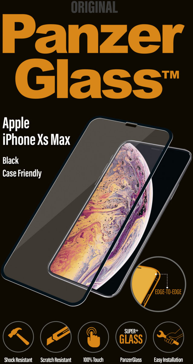 PanzerGlass Apple iPhone XS Max Case Friendly Screenprotector Zwart afbeelding 1