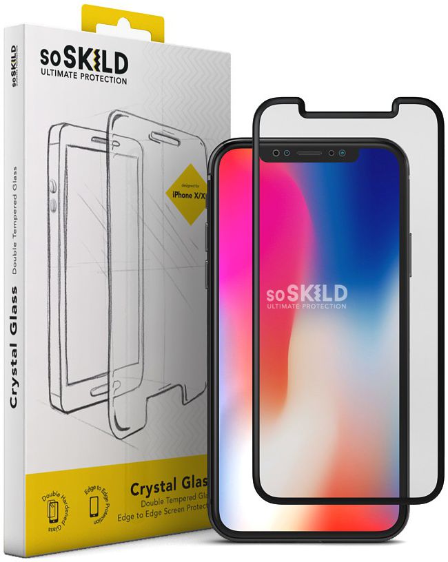 SoSkild iPhone XR Tempered Glass Edge to Edge Screenprotector Zwart afbeelding 1