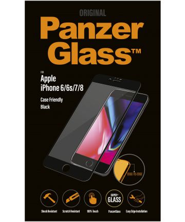PanzerGlass Apple iPhone 8 / 7 Case Friendly Screenprotector Zwart Screen Protectors