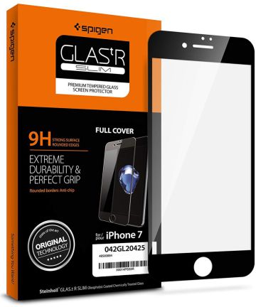 Spigen Apple iPhone 8 / 7 Full Tempered Glass Screen Protector Zwart Screen Protectors