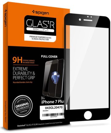 Spigen iPhone 8 / 7 Plus Full Tempered Glass Screen Protector Zwart Screen Protectors