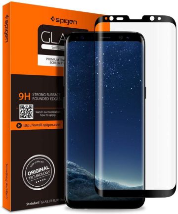 Spigen Galaxy S8 Plus Curved Tempered Glass Screen Protector Zwart Screen Protectors