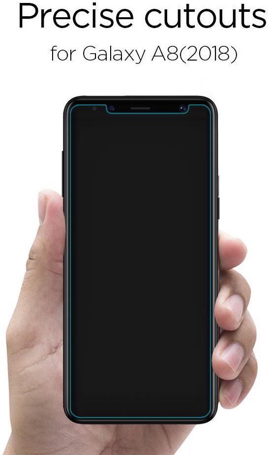 Spigen Samsung Galaxy A8 (2018) Curved Tempered Glass Protector Zwart afbeelding 2