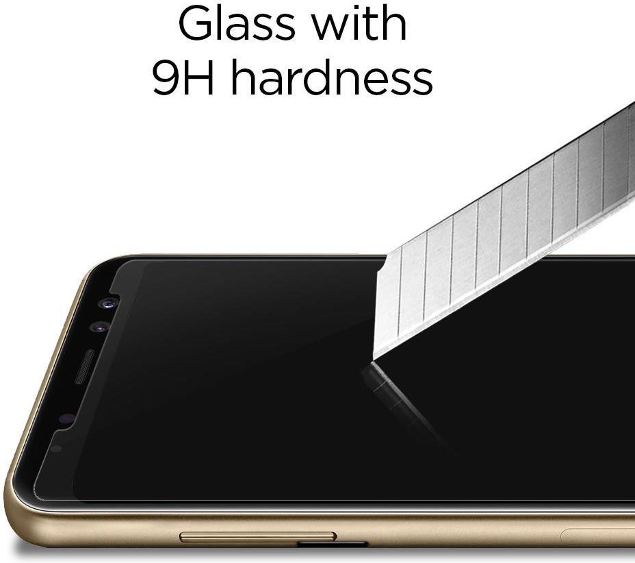Spigen Samsung Galaxy A8 (2018) Curved Tempered Glass Protector Zwart afbeelding 9