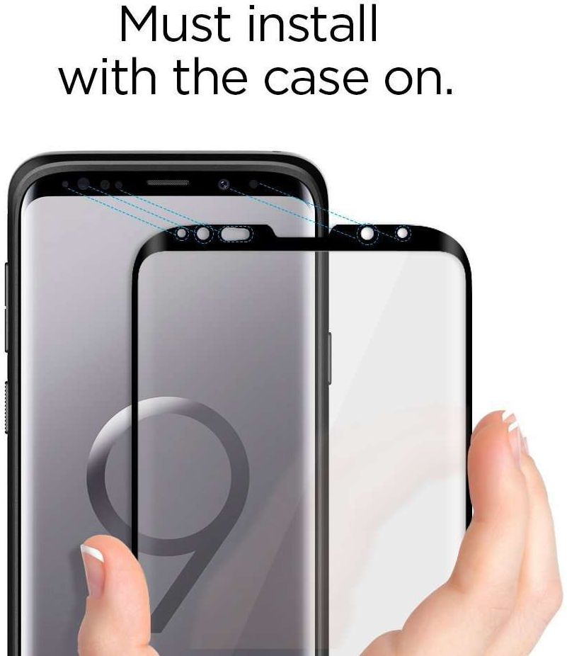 Spigen Samsung Galaxy S9 Curved Tempered Glass Screen Protector Zwart afbeelding 7