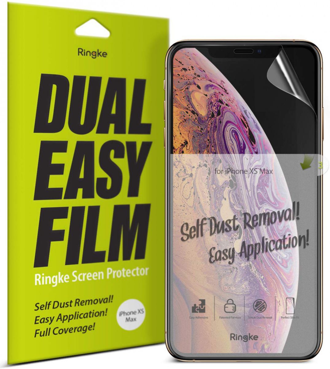 Ringke DualEasy Anti-Stof Screen Protector Apple iPhone XS Max 2-Pack afbeelding 1
