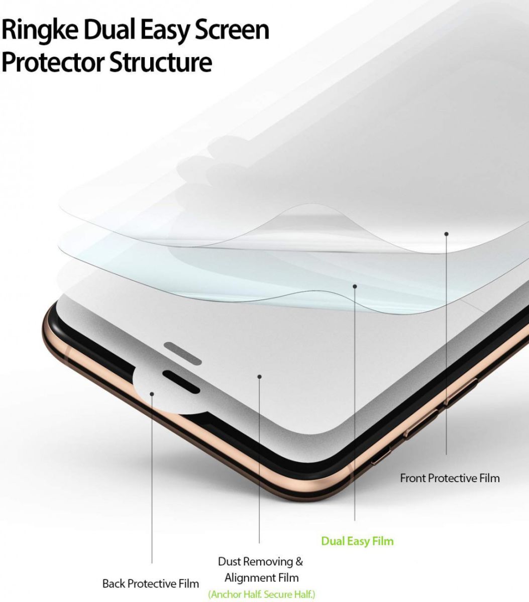Ringke DualEasy Anti-Stof Screen Protector Apple iPhone XS Max 2-Pack afbeelding 7
