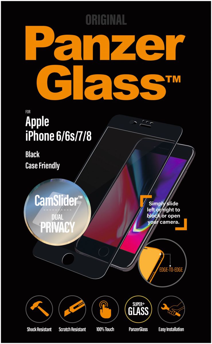 PanzerGlass iPhone 7/8 Screen Protector Privacy Camslider CF Zwart afbeelding 1