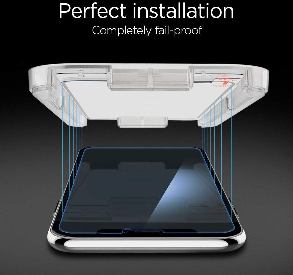 Spigen Glas t.R EZ Fit Apple iPhone XR Screen Protector Tempered Glass afbeelding 4