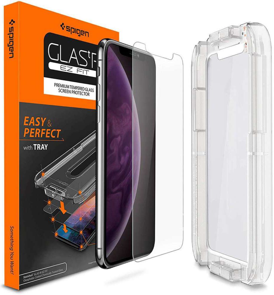 Spigen Glas t.R EZ Fit Apple iPhone XR Screen Protector Tempered Glass afbeelding 1