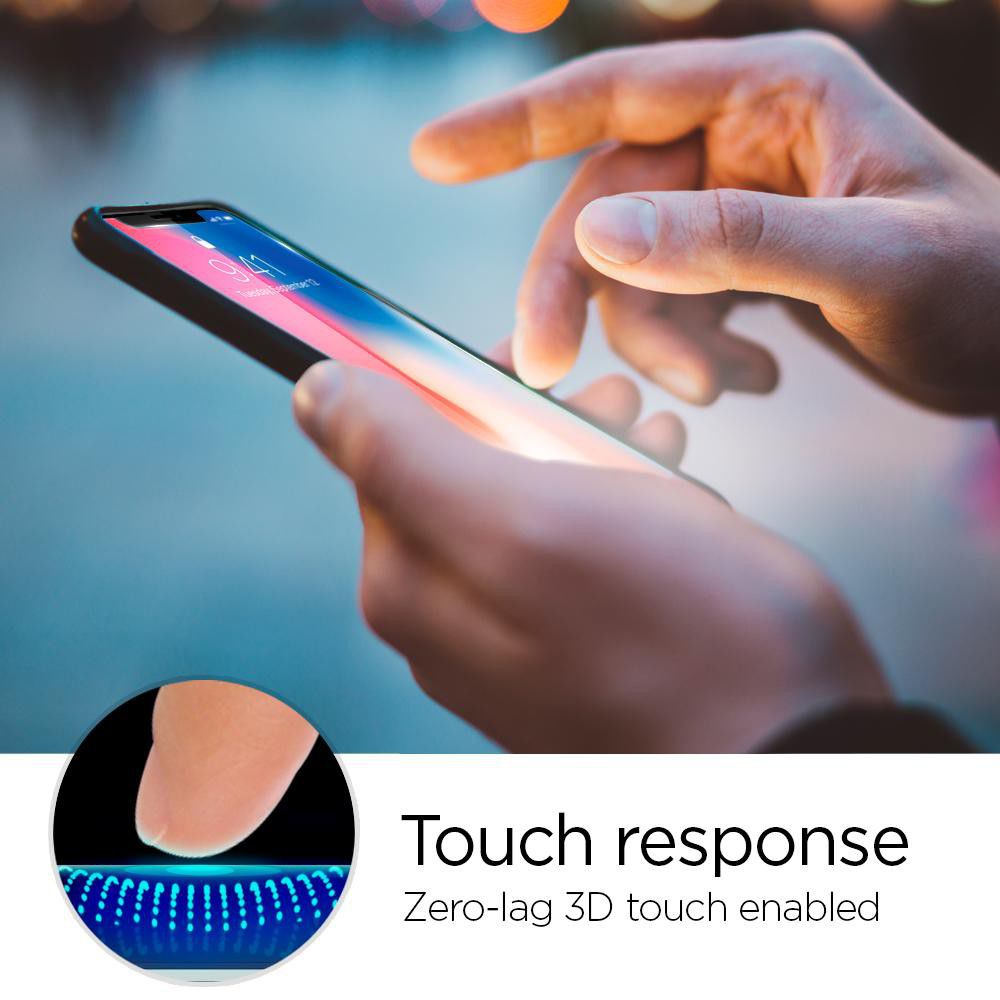 Spigen Apple iPhone XS Tempered Glass Screen Protector (2 Pack) afbeelding 6