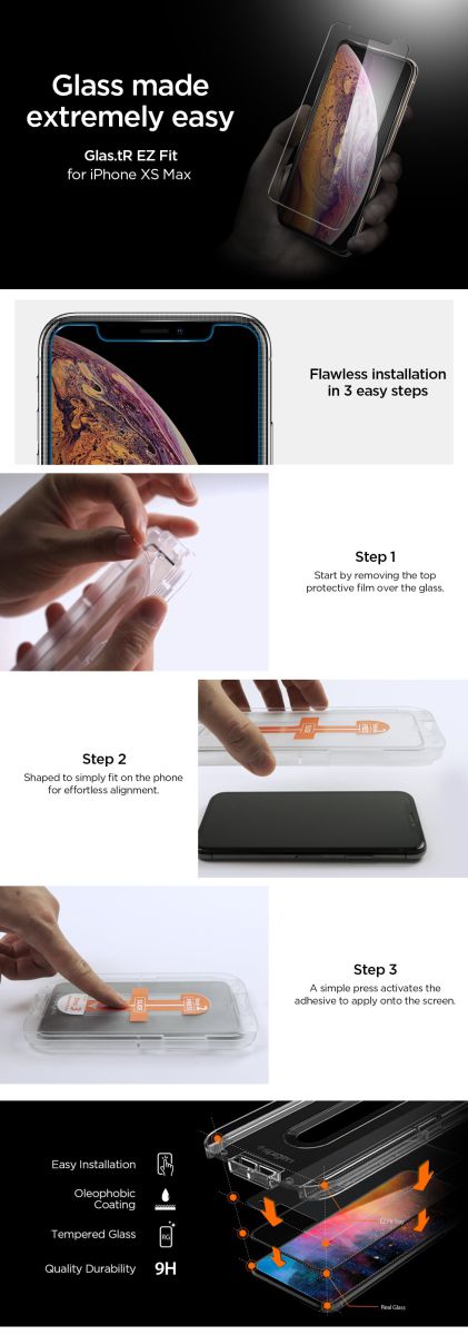 Spigen Apple iPhone XS Tempered Glass Screen Protector (2 Pack) afbeelding 8