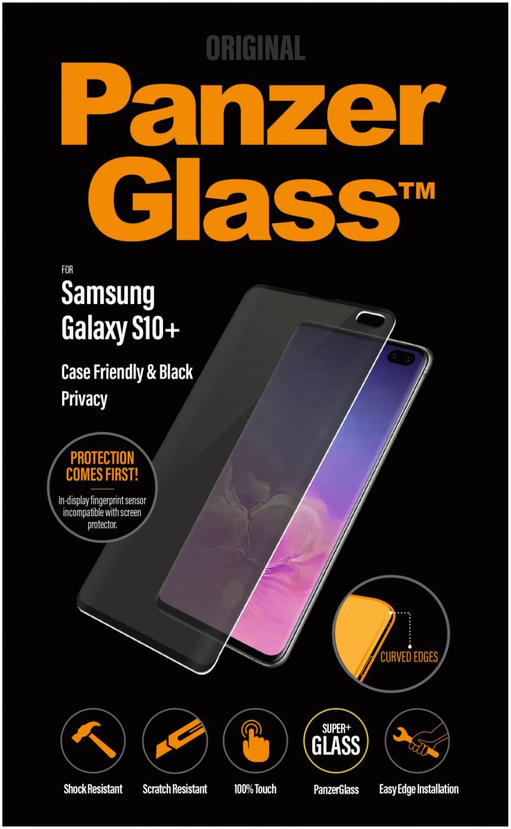 PanzerGlass Galaxy S10 Plus Privacy Glass Screenprotector Zwart afbeelding 1