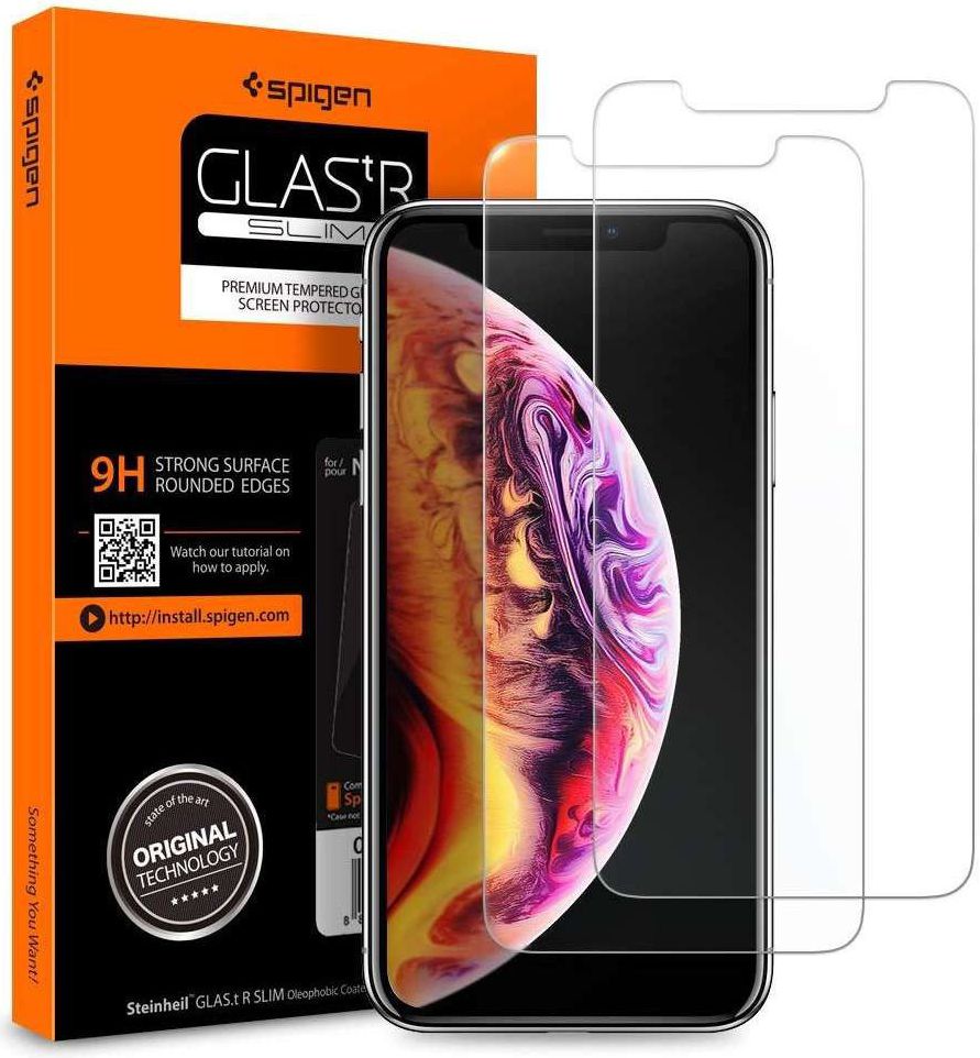 Spigen Apple iPhone XS Max Tempered Glass Screen Protector (2 Pack) afbeelding 1