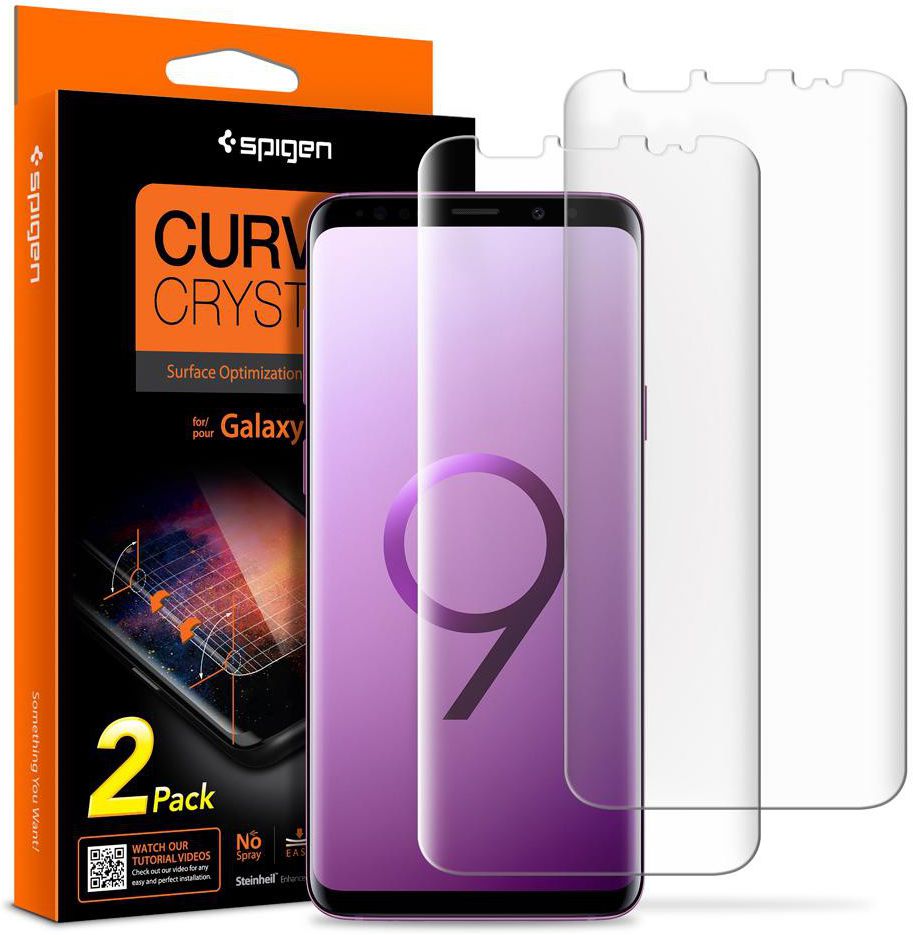 Spigen Curved Crystal Samsung Galaxy S9 HD Screen Protector (2 Pack) afbeelding 1